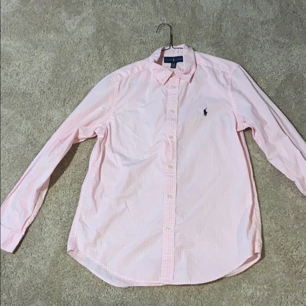 Pink and White Polo Button Down